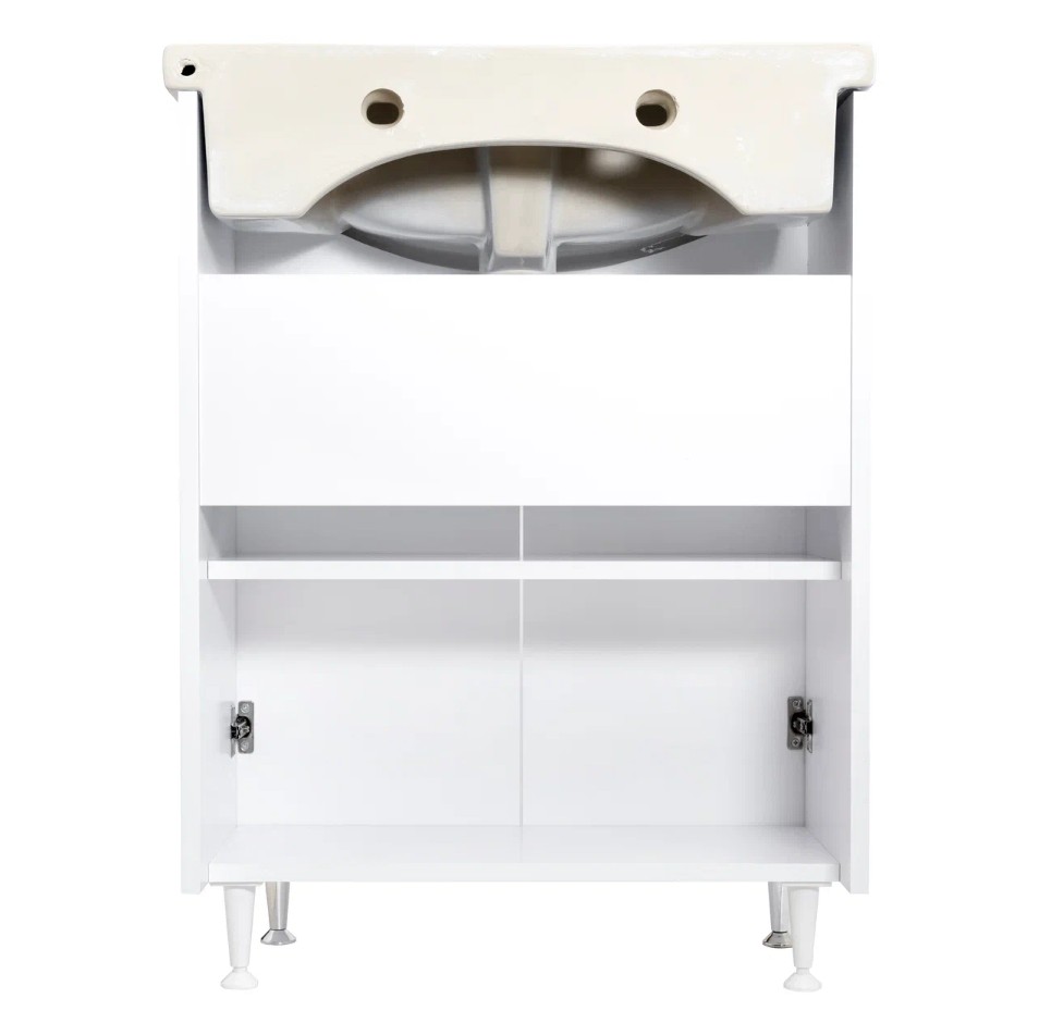 Тумба напольная Stella Polar Концепт 60 ЭКО с раковиной Уют 60, 2 двери