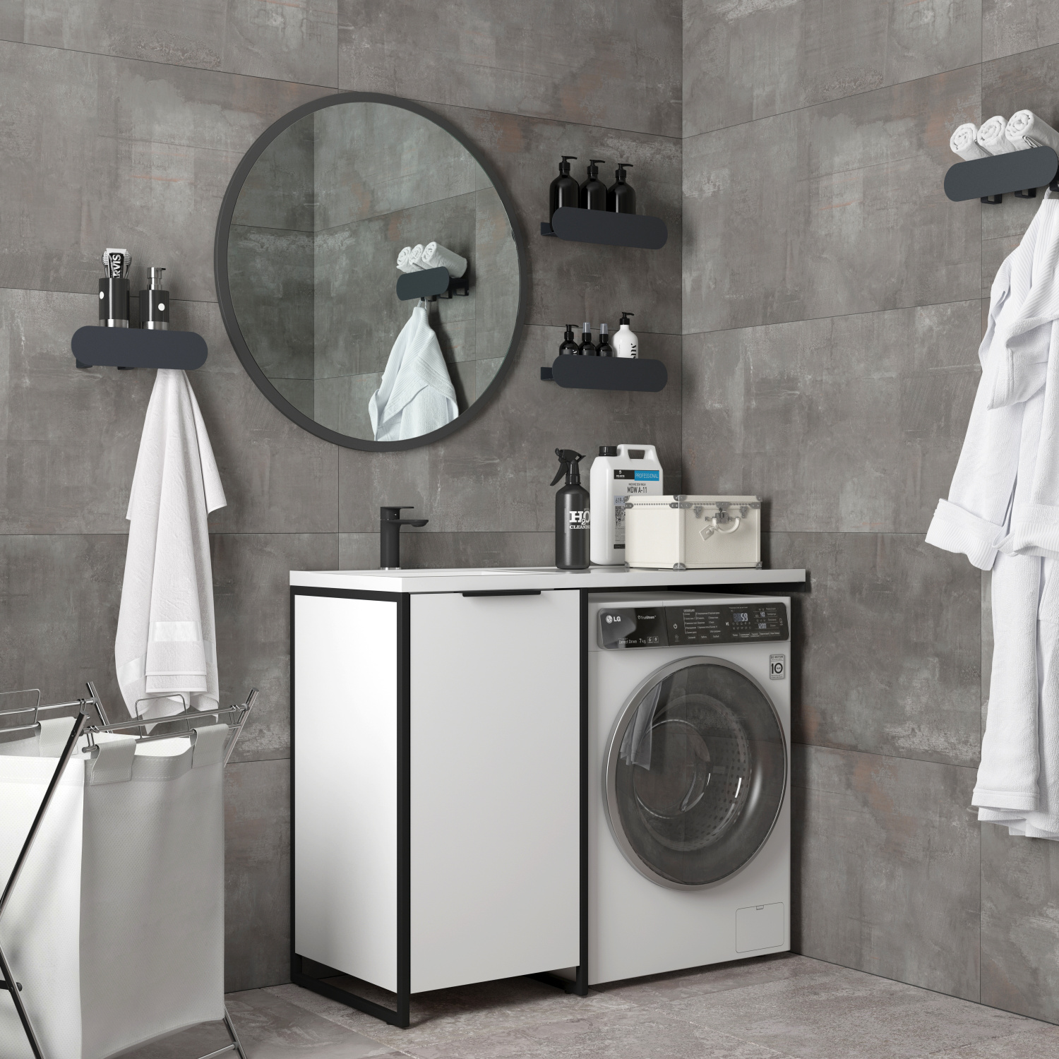 Тумба напольная Corozo Гера 110 D с раковиной Мадлен 110 L, белый, (разборная)