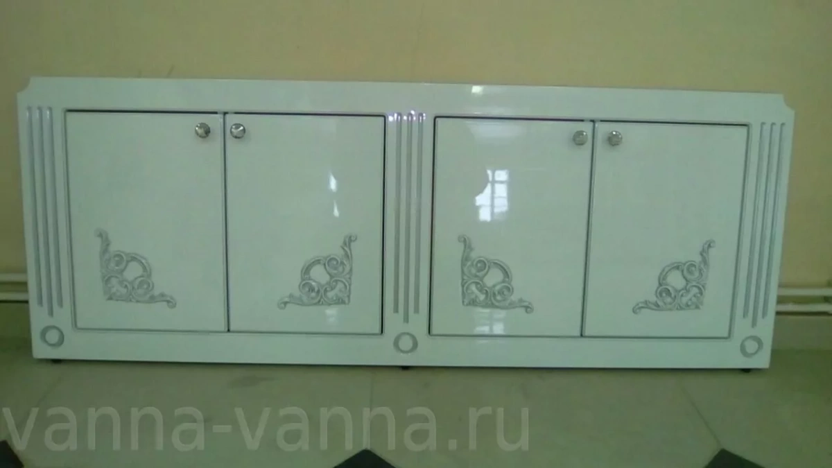 Экран под ванну Vod-ok Elite Версаль 150 распашной белый, патина серебро, золото от магазина Vanna-Vanna.ru!