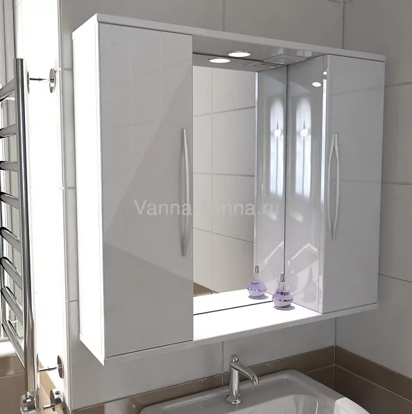 Зеркало с шкафчиком Emmy Рокард 80 свет, белый