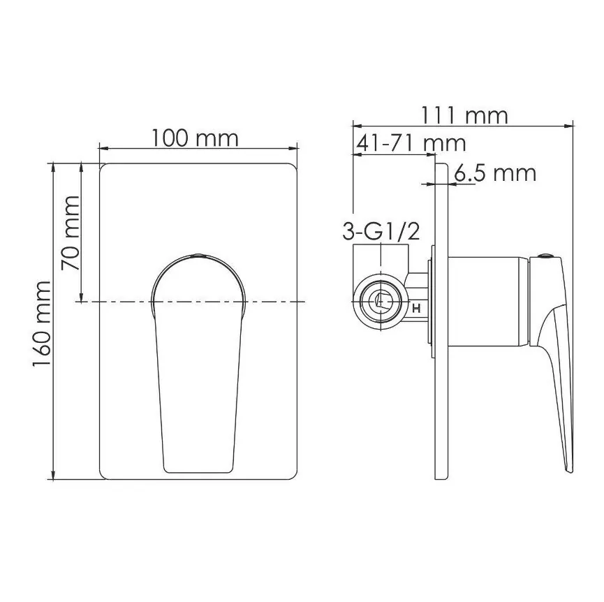 Смеситель WasserKraft Glan 6651 встраиваемый, на 1 выход, черный глянец
