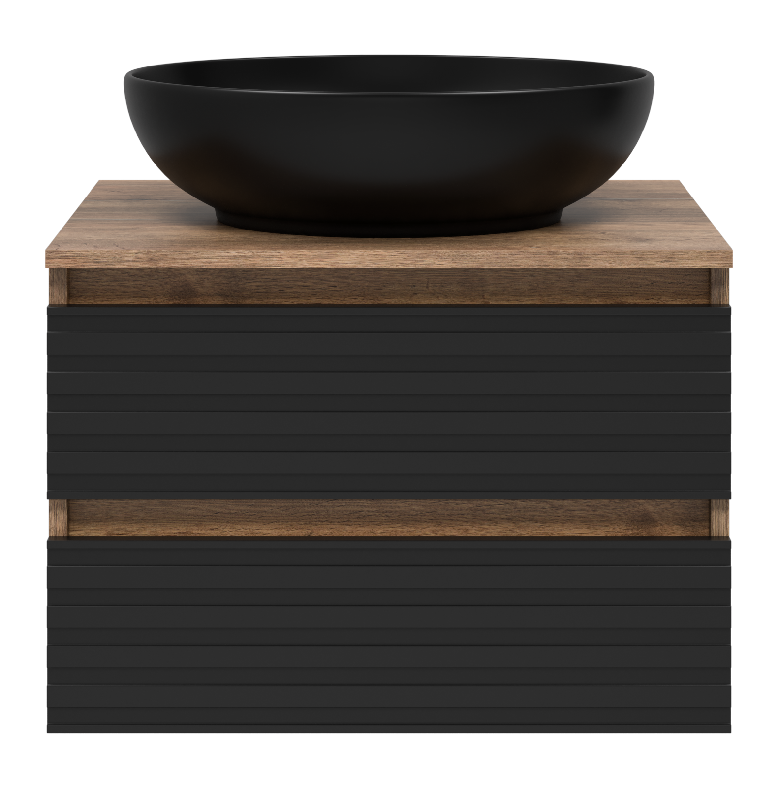 Тумба с раковиной Brevita Dakota 60 подвесная, черный/дуб галифакс