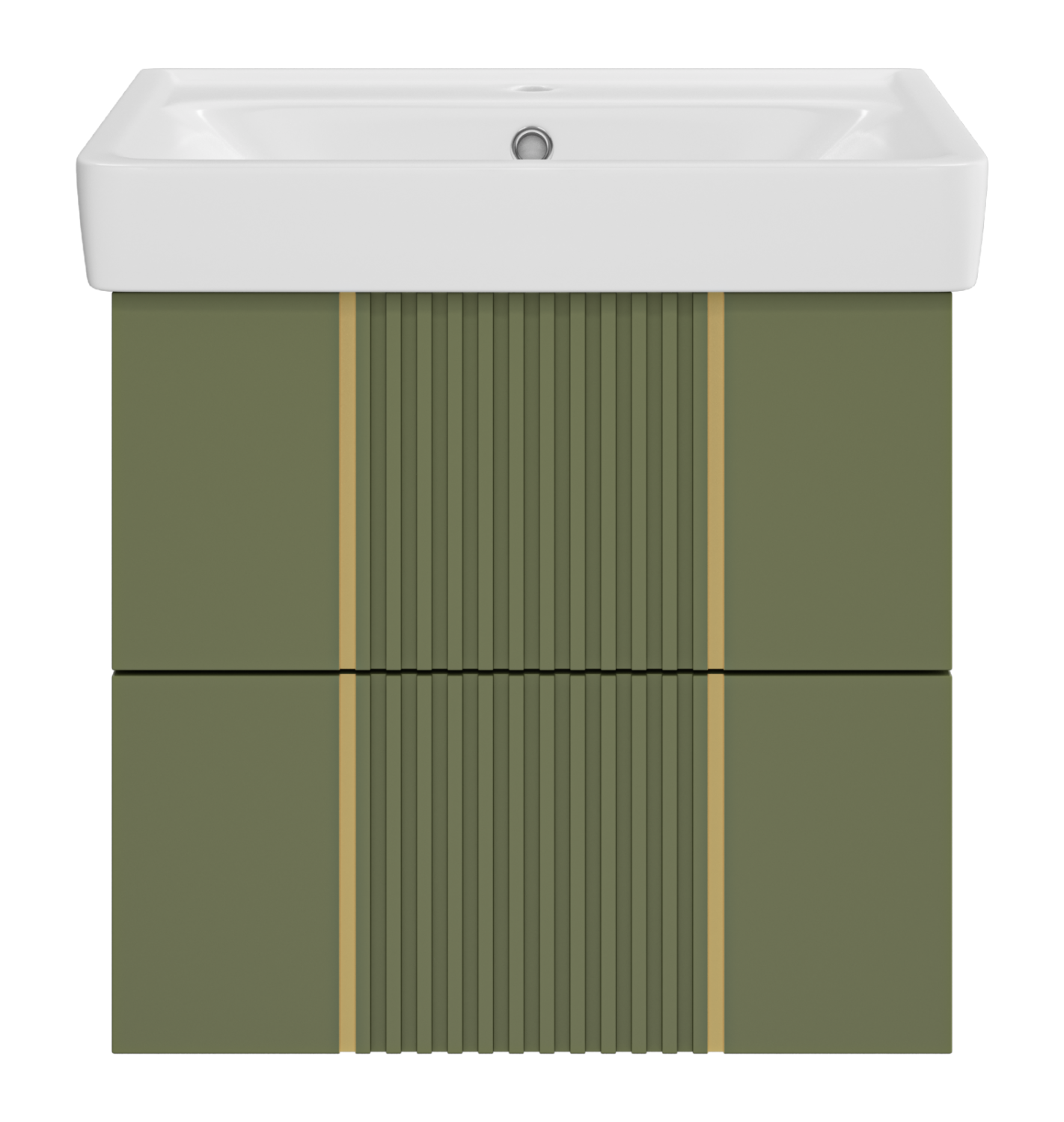 Тумба с раковиной Brevita Vega 60 подвесная, зеленый/патина золото