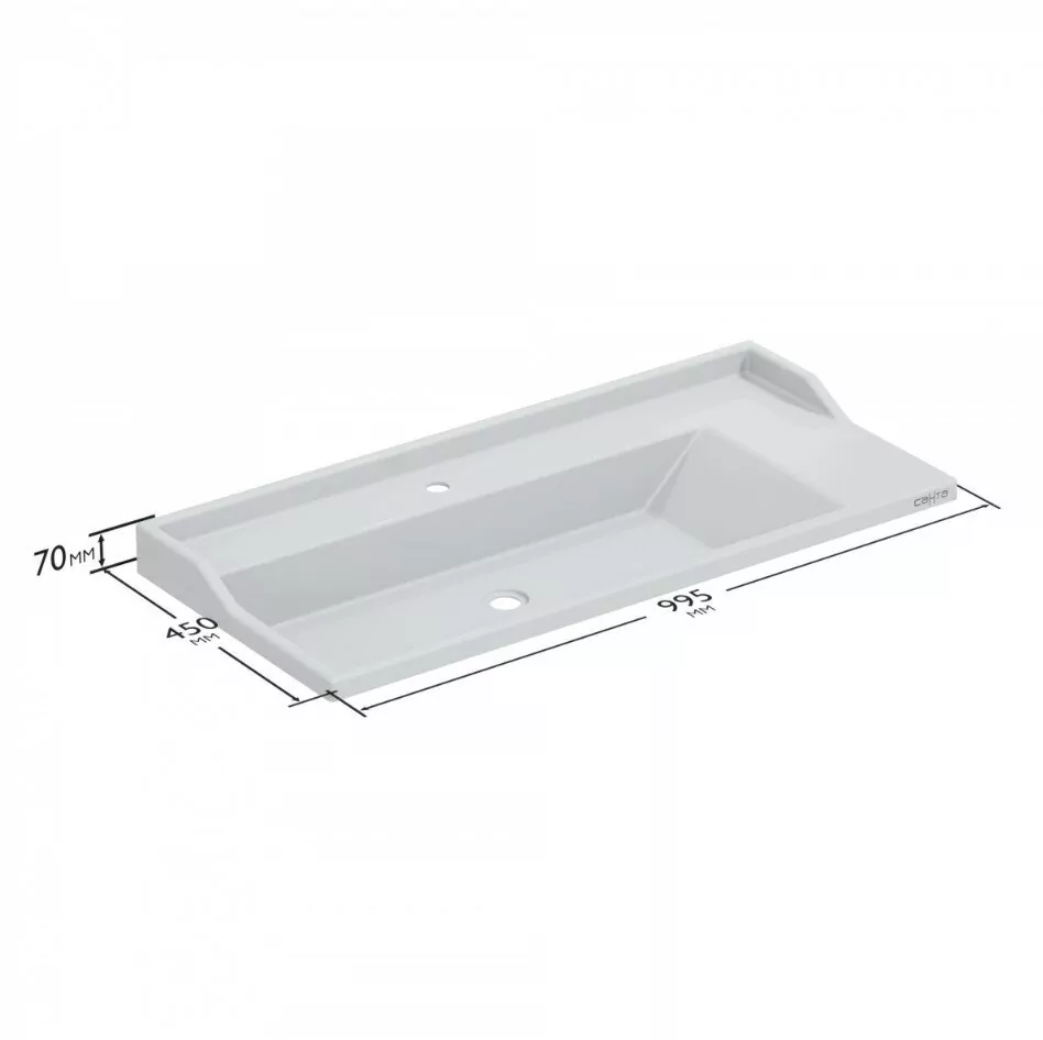 Тумба подвесная Санта Марс 100 с раковиной Сириус 100, 2 ящика, белая