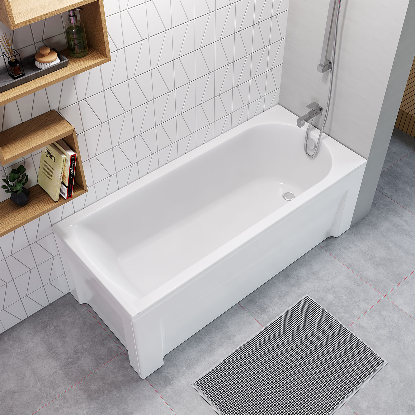 Комплект (3в1) Акриловая ванна TIMO MIKA1870 180*70*58+Каркас+Слив-перелив