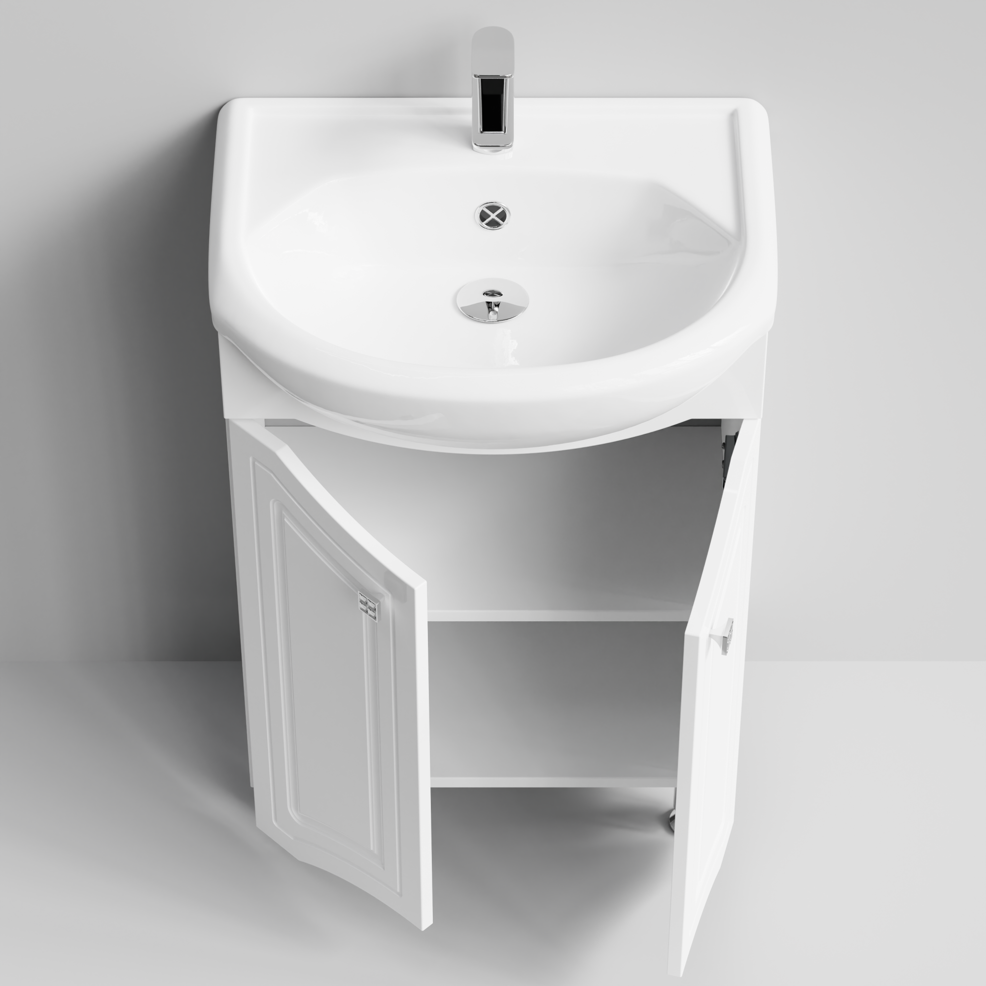 Тумба с раковиной Адам 55 напольная, белый глянец
