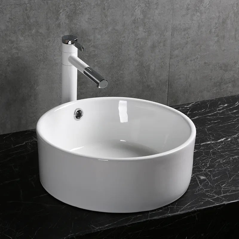 Раковина Ceruttispa CR7022 накладная, белая, круглая, с переливом 420х420х170