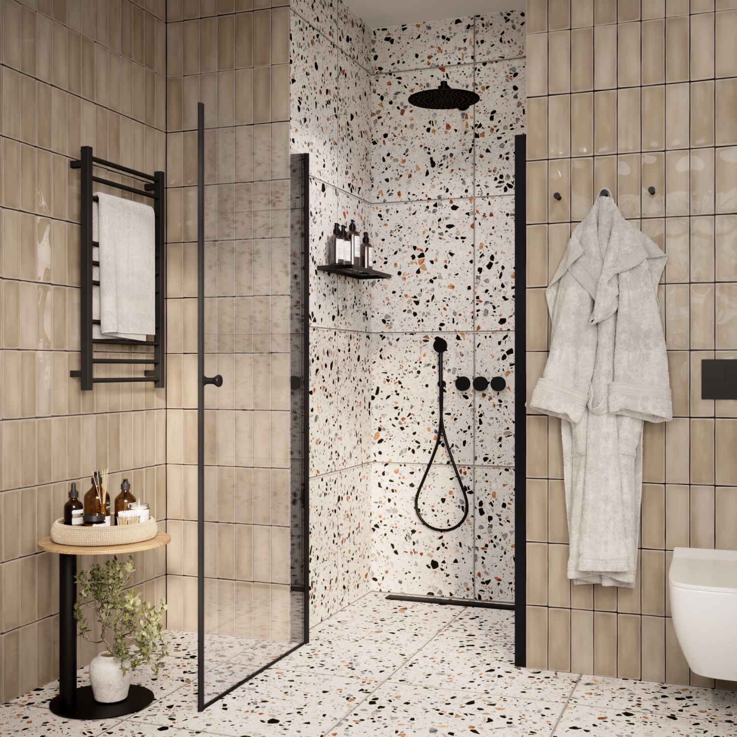 Душевая дверь Parly DE70B 70x185 профиль черный