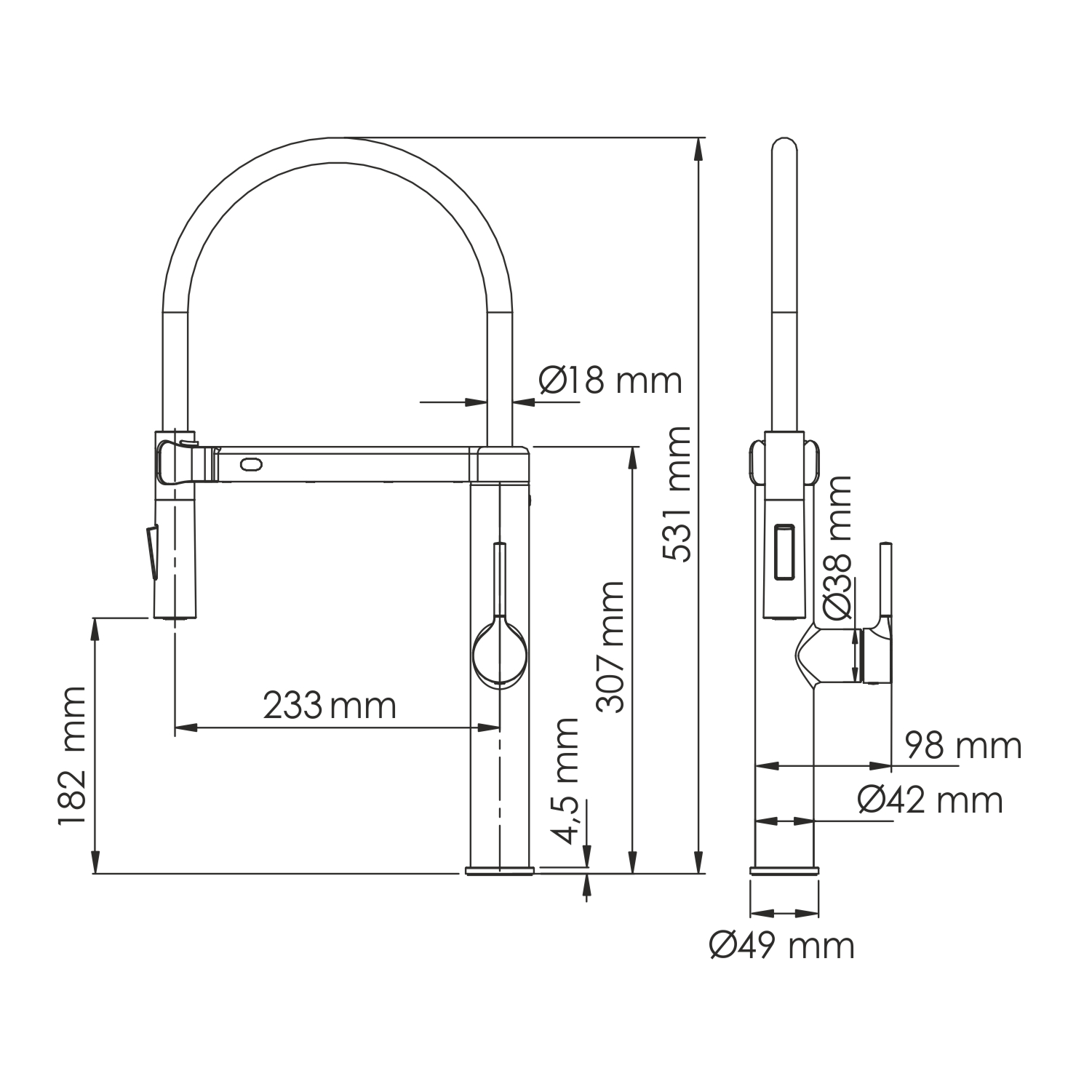 Сенсорный смеситель для кухни с гибким изливом WasserKraft A8867 черный