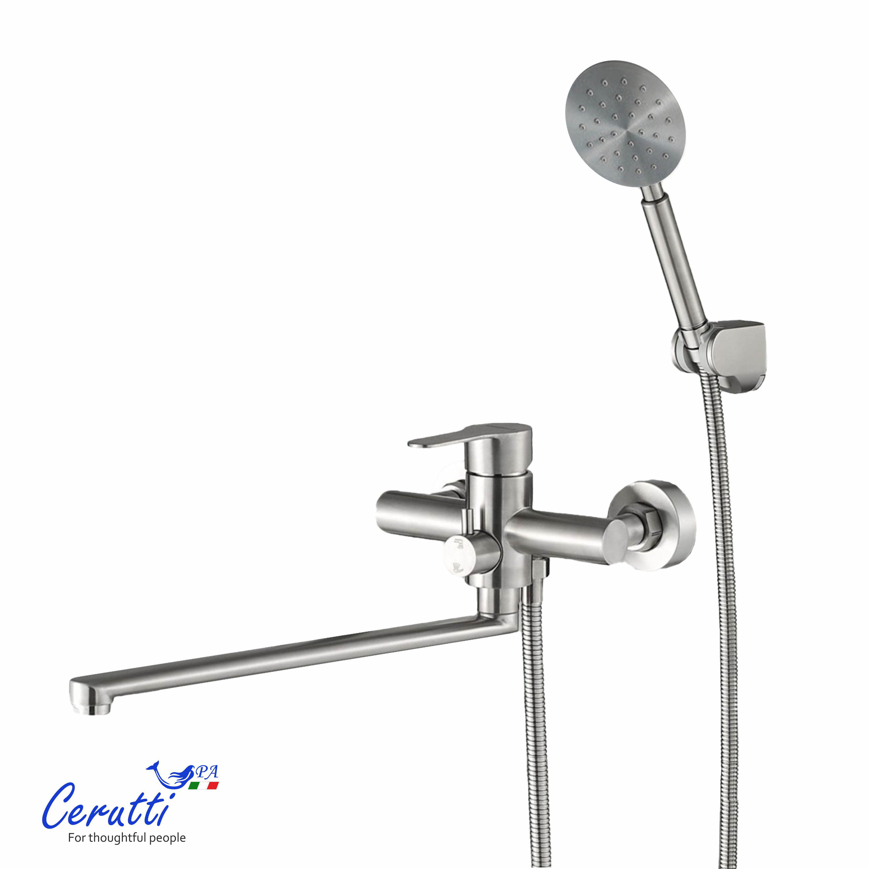 Смеситель для ванны Ceruttispa Овидио VXLBN (OVIDIO VXLBN) из нержавеющей стали, цвет матовый никель