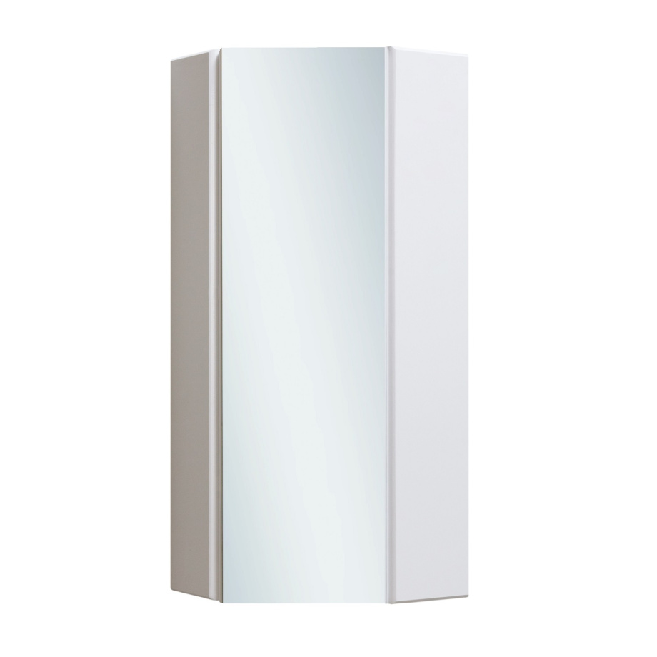 Шкаф навесной Runo Кредо 30 угловой зеркальный, белый