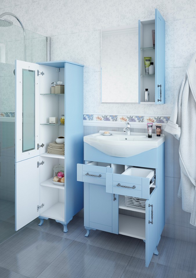 Зеркало с шкафчиком Sanflor Глория 65 R серый