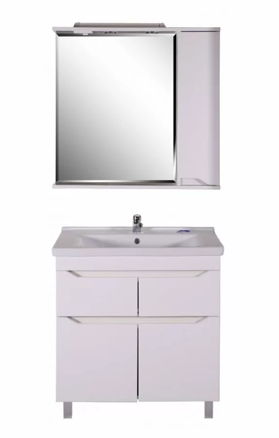 Зеркало со шкафчиком Асб-мебель Бари 80 R свет, белый
