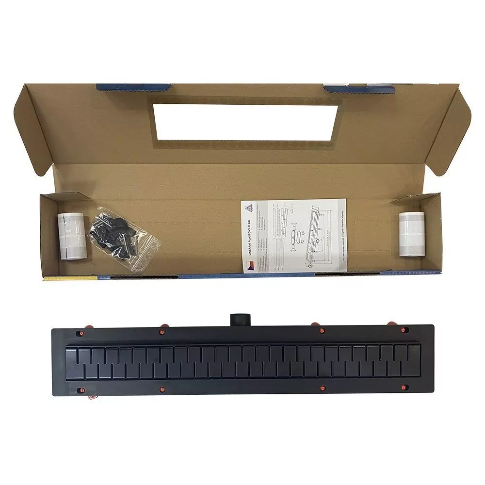 Душевой лоток MCH Veconi Medium Black 550 с решеткой, черный