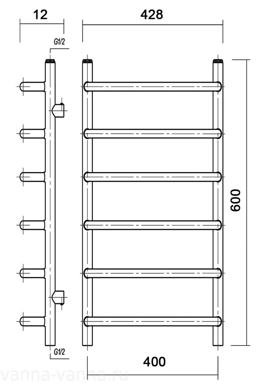 Полотенцесушитель водяной Domoterm Стефано П6 400x600 АБР античная бронза