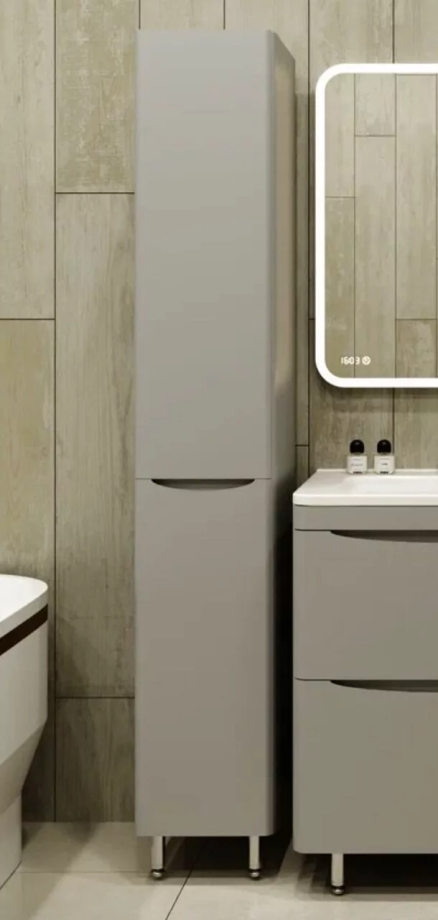 Пенал Style Line Бергамо 30 L напольный, с корзиной, серый матовый