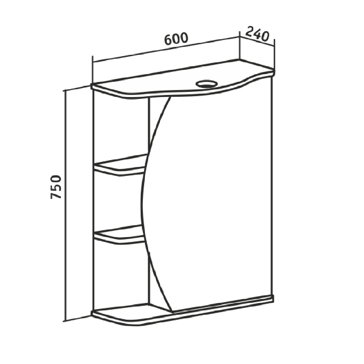 Зеркало-шкаф Runo Линда 60 R, белый