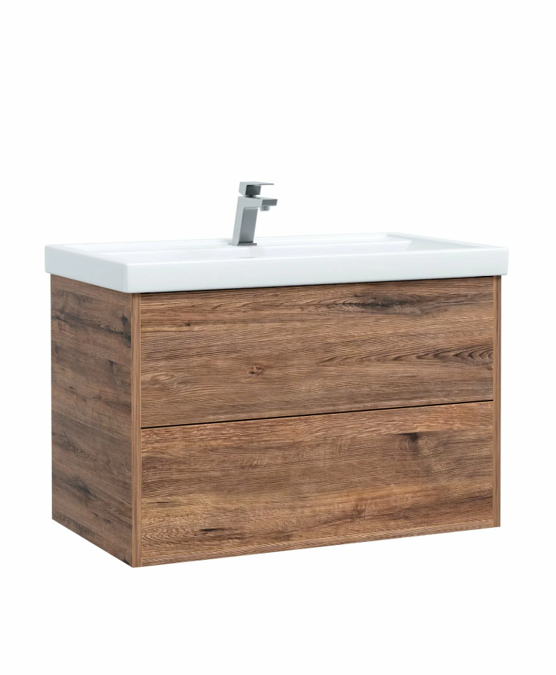 Тумба подвесная SanStar Siva 70 с раковиной Фостер 70 Дуб вотан