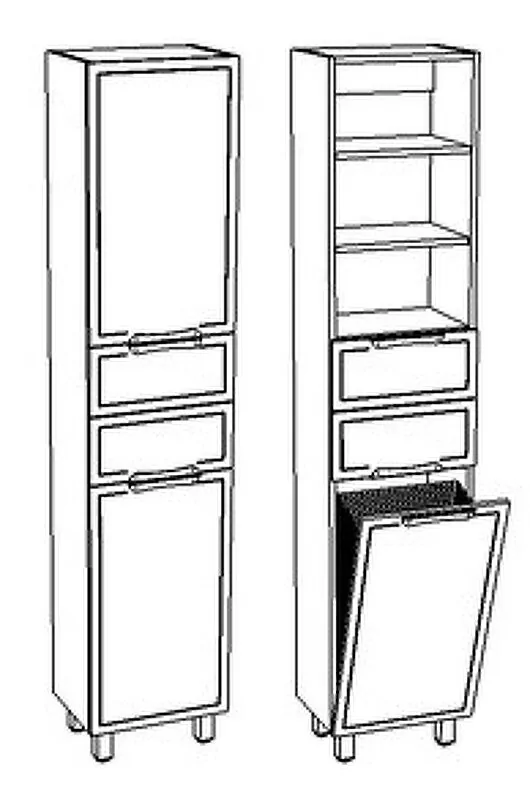 Пенал Corozo Монро 40 Z2 L/R с корзиной для белья, напольный, универсальный, белый