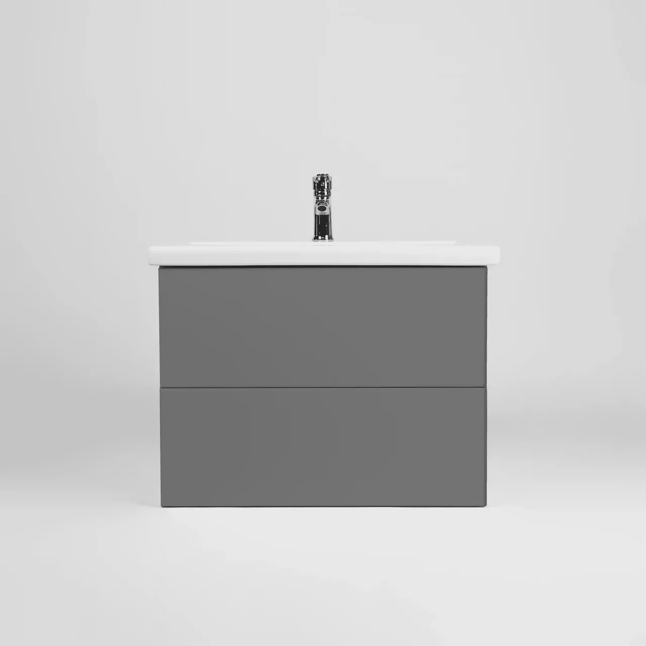 Тумба подвесная Viant София 70 с раковиной Como 70, два ящика, графит