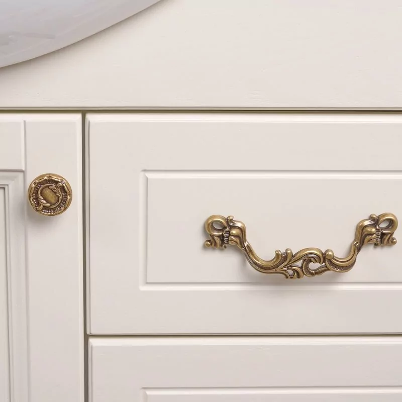 Тумба напольная ValenHouse Эллина 105/2 с раковиной Классик 105, 1 дверь, 6 ящиков, слоновая кость, бронза