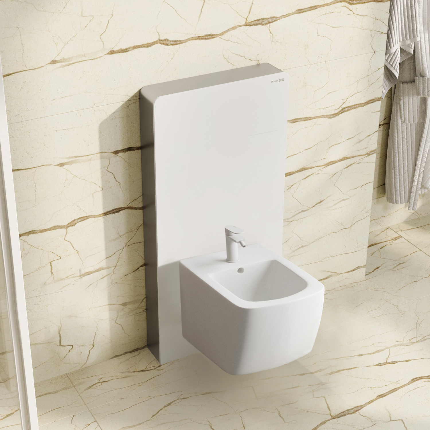 Комплект для биде со смесителем WasserKraft Naab 86BDT.050.WH.SQ8506 инсталляция (пристенный модуль)