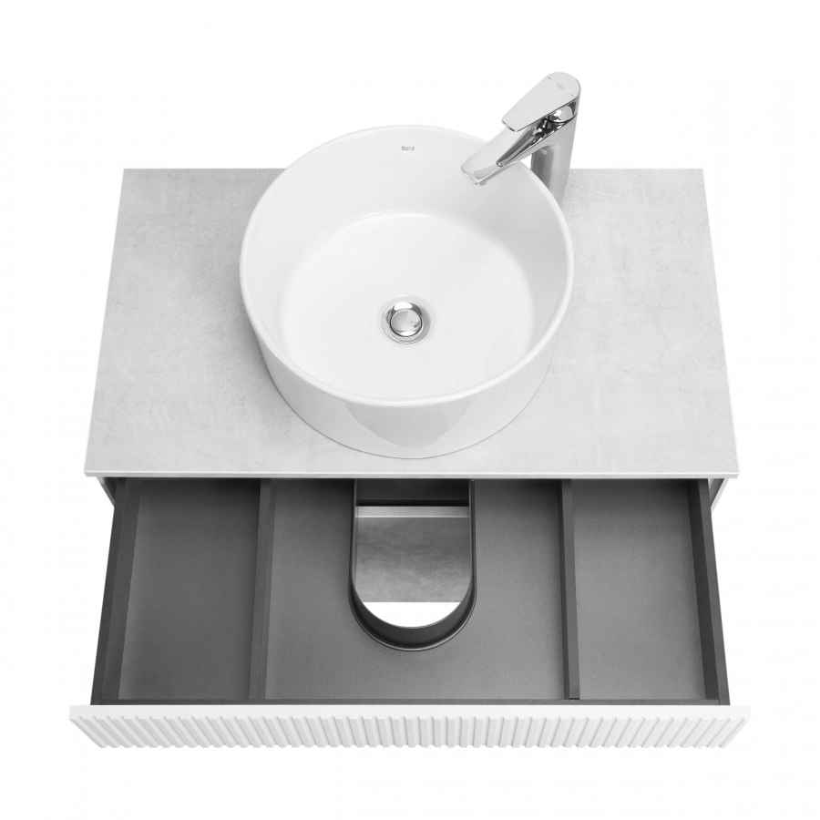 Тумба Aquaton Марбл слэйт 80 с раковиной MILA 40х40, белый матовый