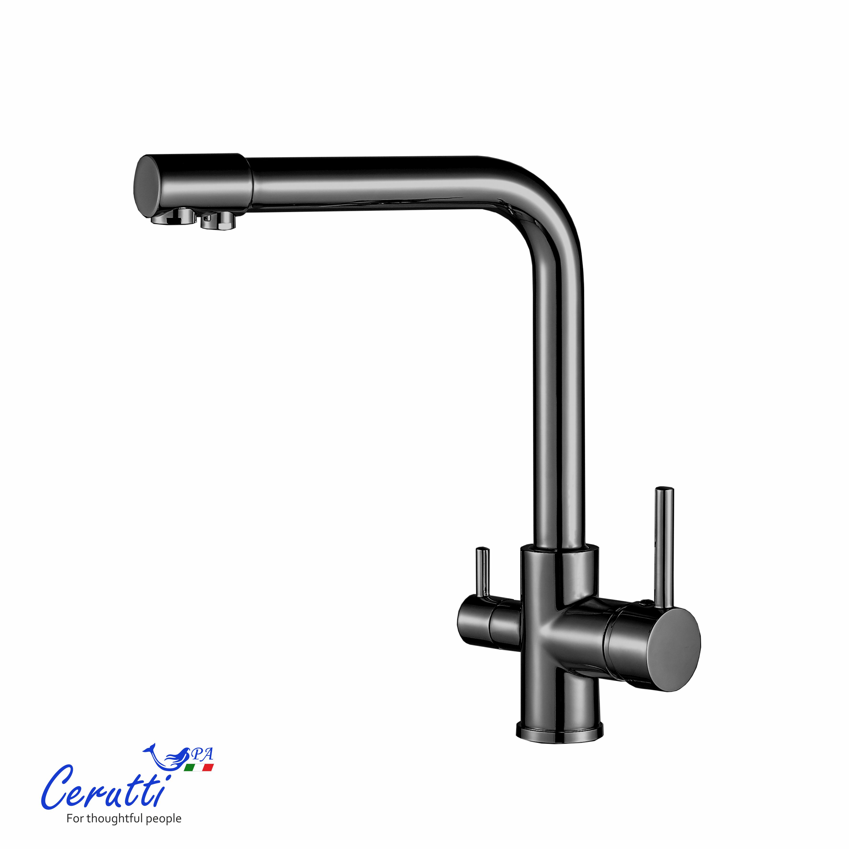 Cмеситель для кухни Ceruttispa Лаура GR (LAURA GR) из нержавеющей стали, цвет серый матовый