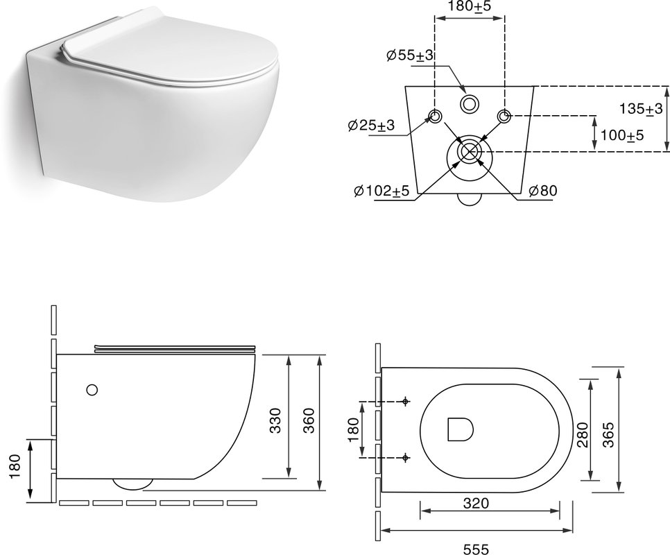 Унитаз-биде SantiLine SL-5002SM-BD подвесной, с микролифтом, черный матовый