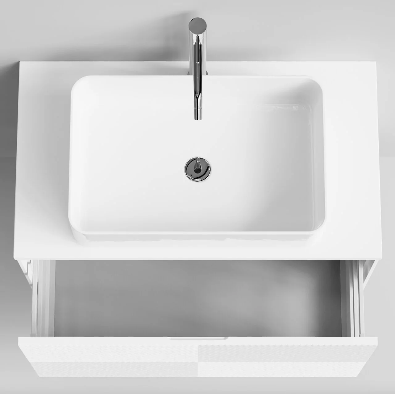 Тумба подвесная Vod-ok Соло 80 с раковиной Олимпия 560, белый + 7 цветов от магазина Vanna-Vanna.ru!