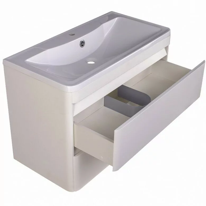 Тумба подвесная Style Line Атлантика 90 Plus Люкс с раковиной Атлантика 90, антискрейч, белый матовый от магазина Vanna-Vanna.ru!