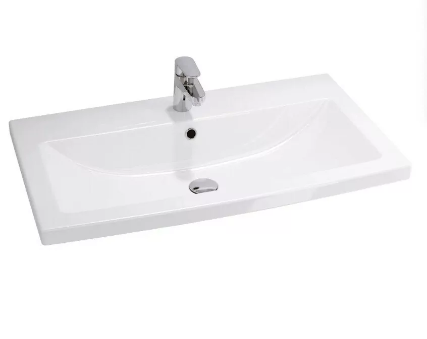 Тумба с раковиной Sanflor Норд 80 напольная, белый, черный муар