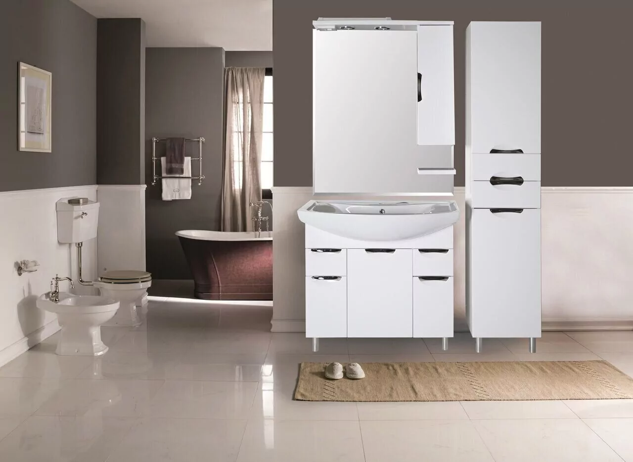 Тумба с раковиной Асб-мебель Мессина 100 напольная, белый