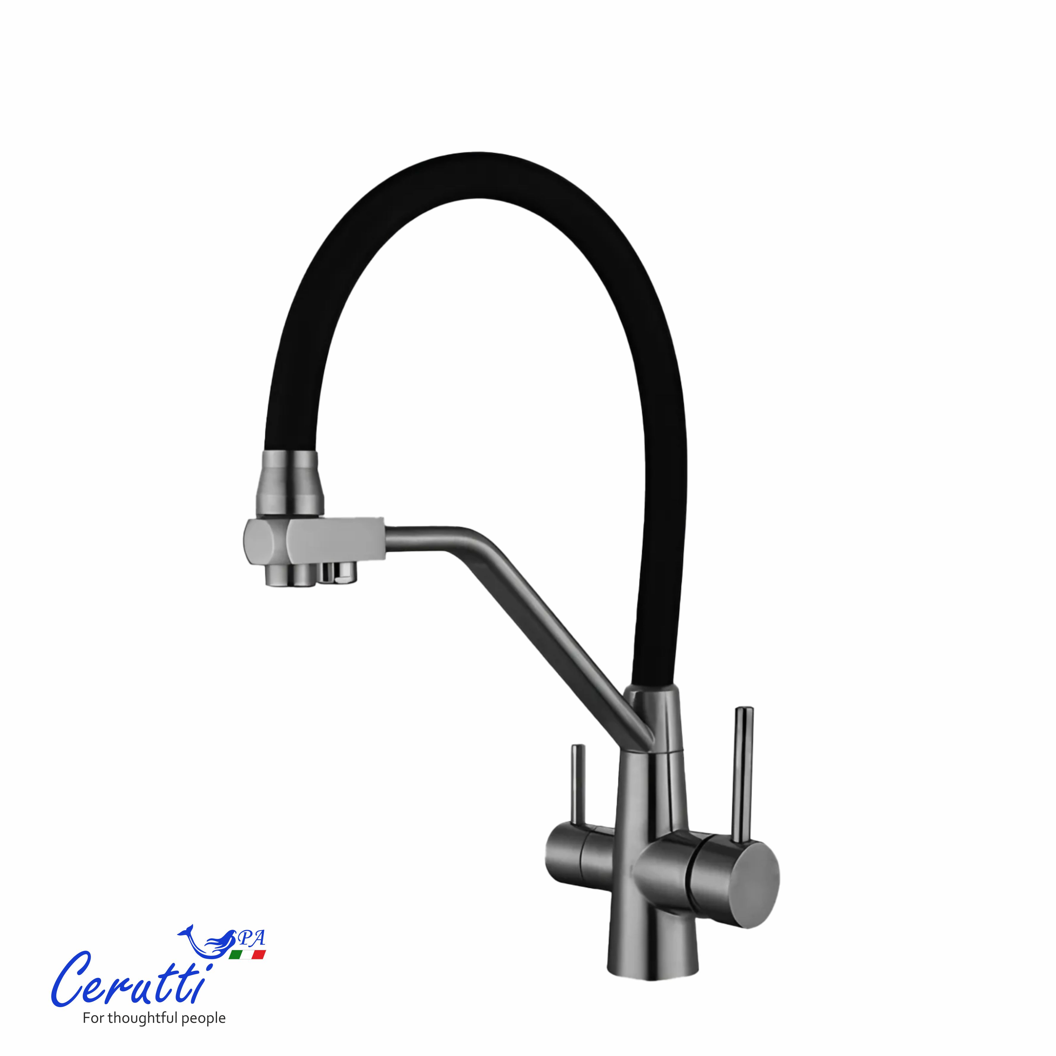 Cмеситель для кухни Ceruttispa Эльзе GR (ELSE GR) из нержавеющей стали, цвет серый матовый