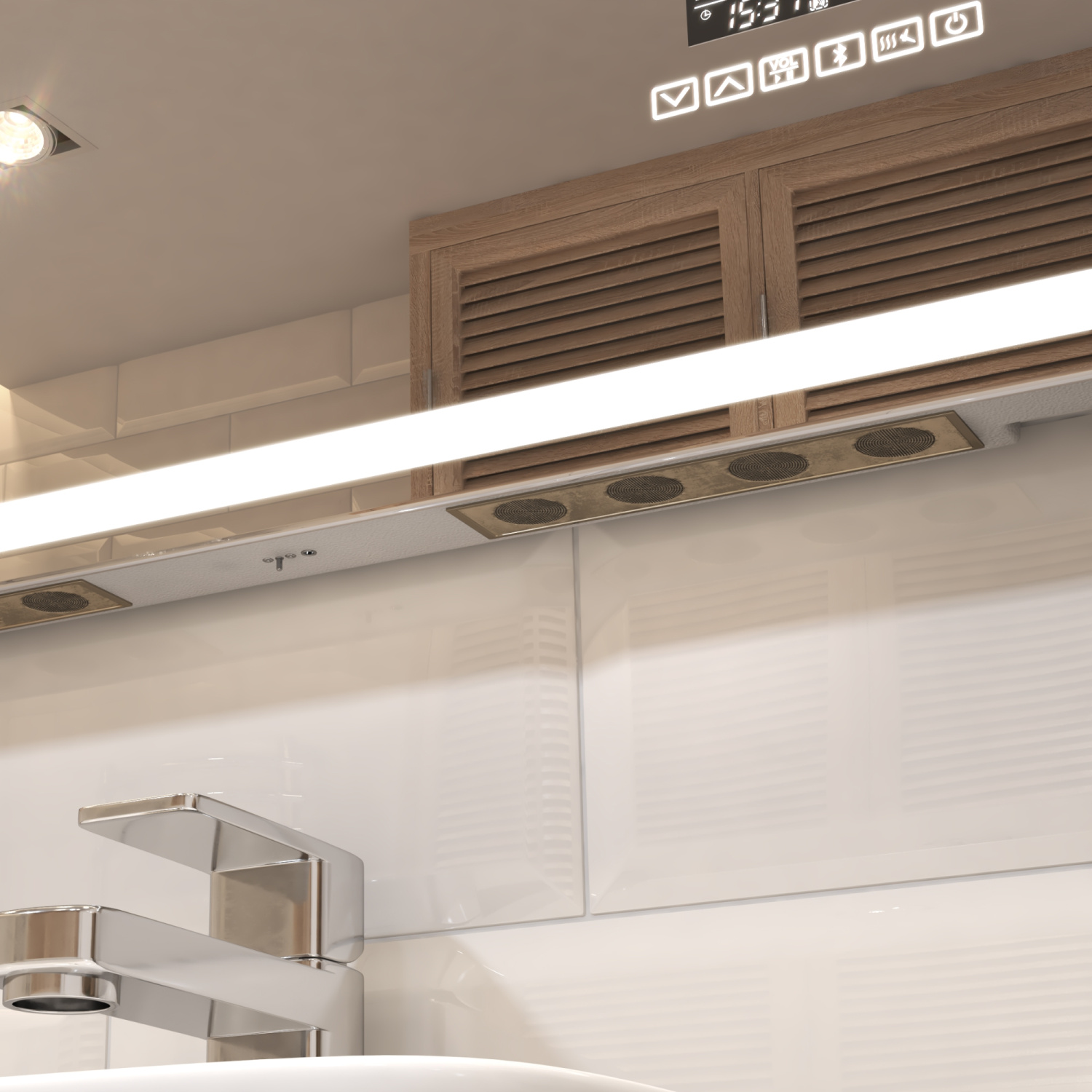 Зеркало Vigo Geometry Media 60 свет, сенсор, часы, антизапотевание