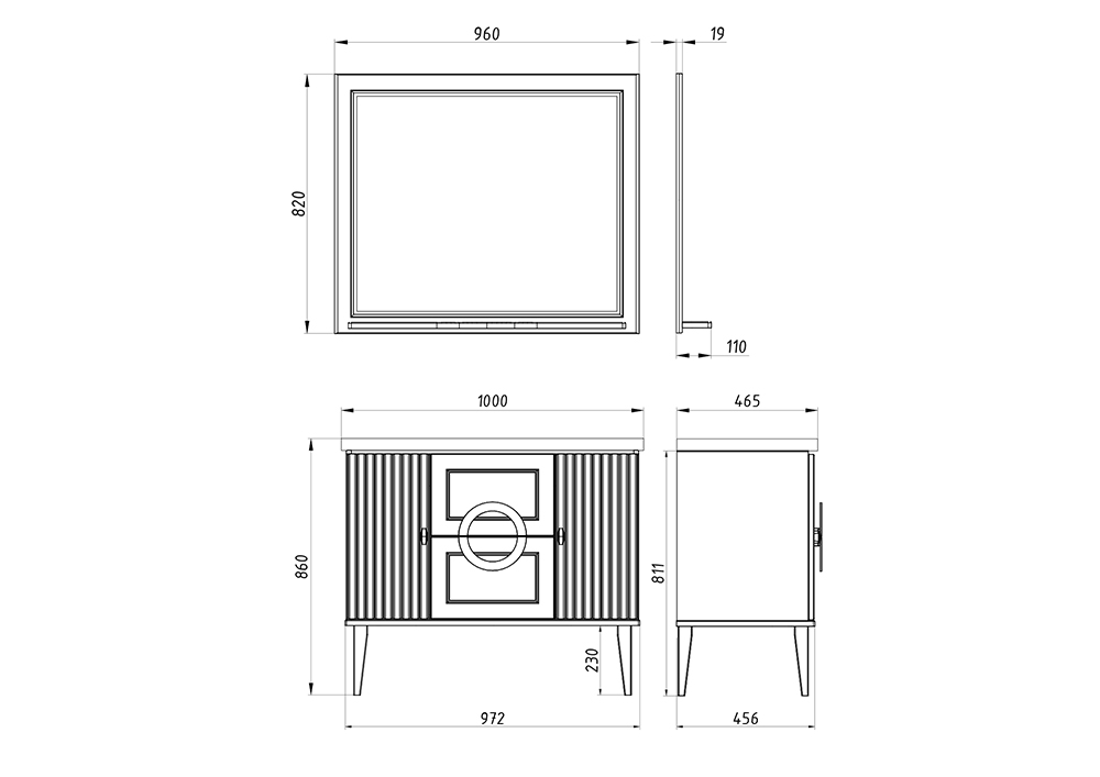 Зеркало ASB Woodline Федерика 100 белый