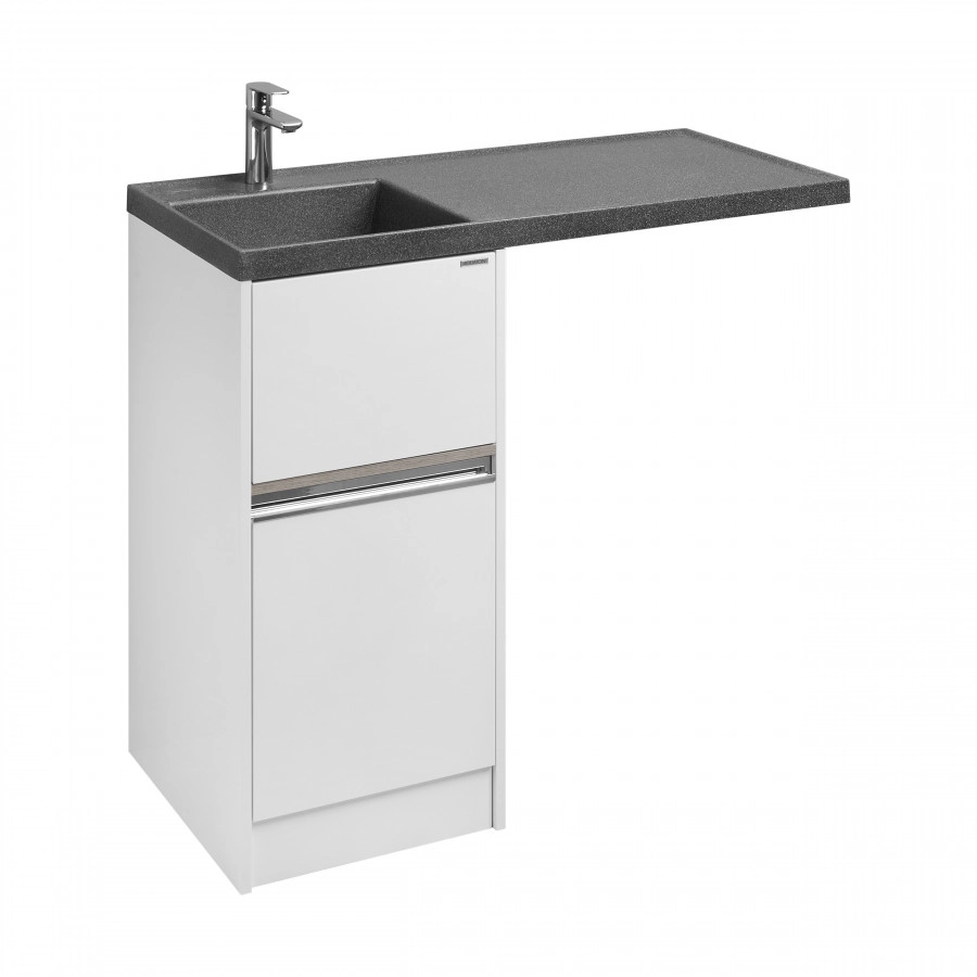 Тумба напольная Aquaton Лондри 40 с раковиной Лондри 105 под стиральную машину, L левая, графит