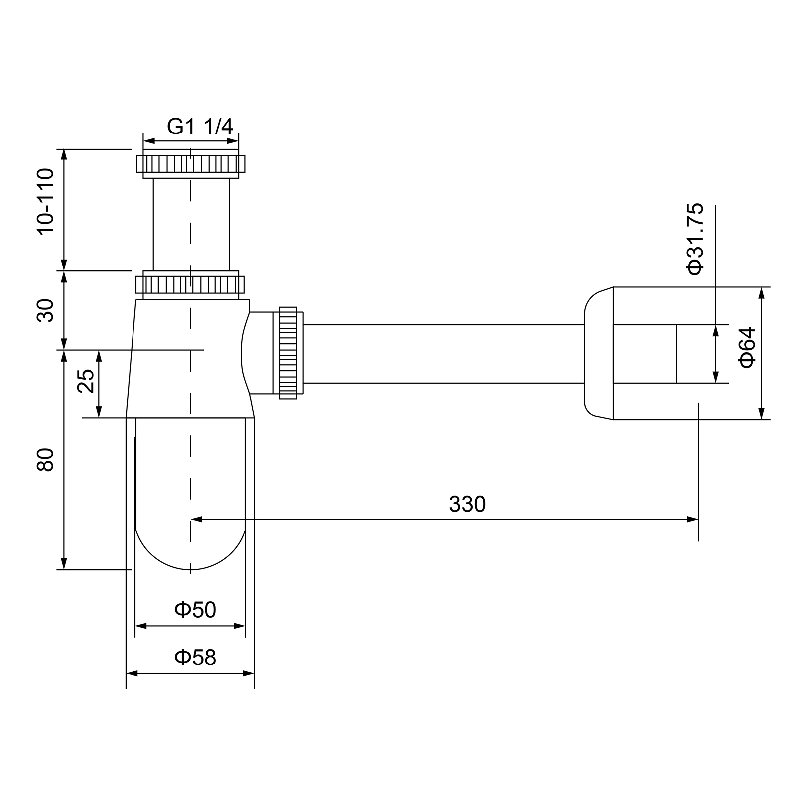 Сифон для раковины Timo 960/19L розовое золото Сифон для раковины Timo 960/19L розовое золото