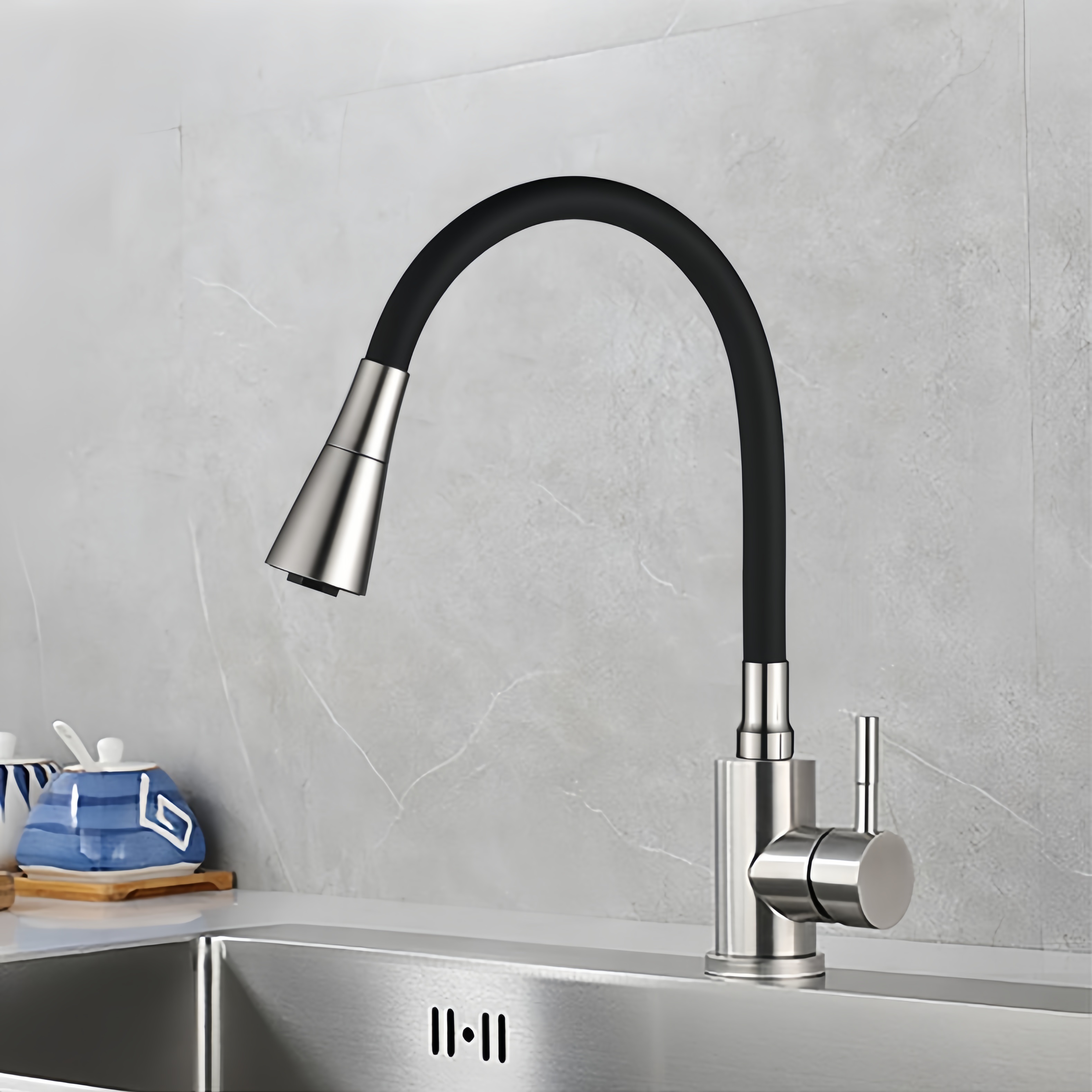 Cмеситель для кухни BochMann MIA BN с гибким изливом, матовый никель