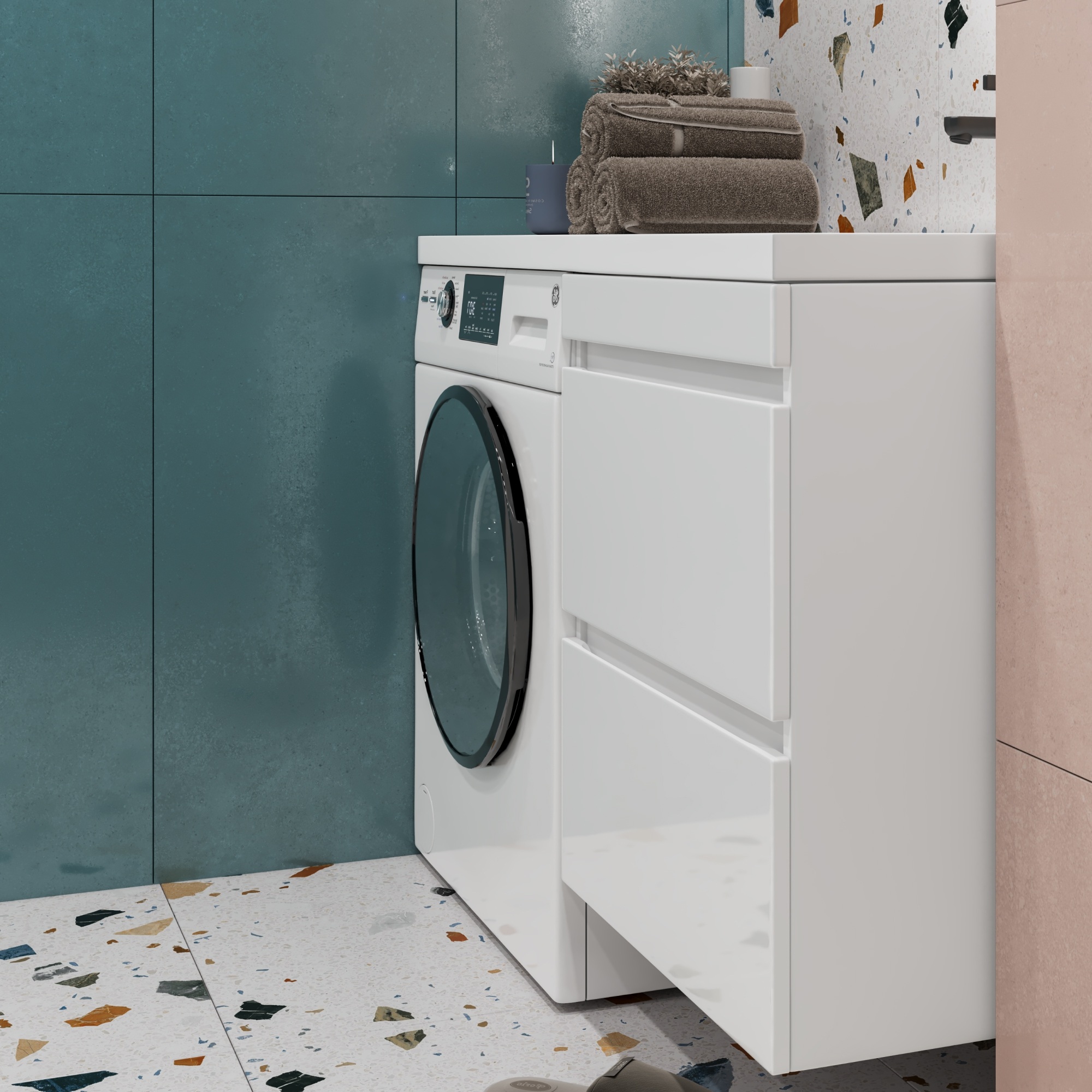 Тумба подвесная Vigo Urban 600-0-2, раковина Kamilla 120 R, 2 ящика, белый