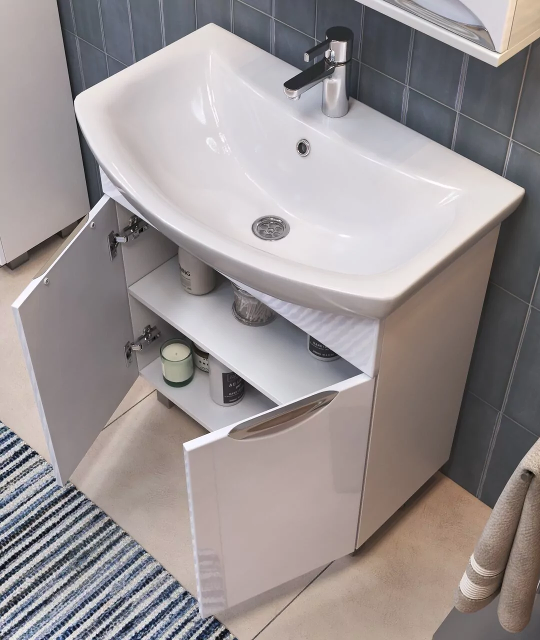 Тумба напольная Vigo Callao 70 с раковиной Балтика 70, 2 двери, белый