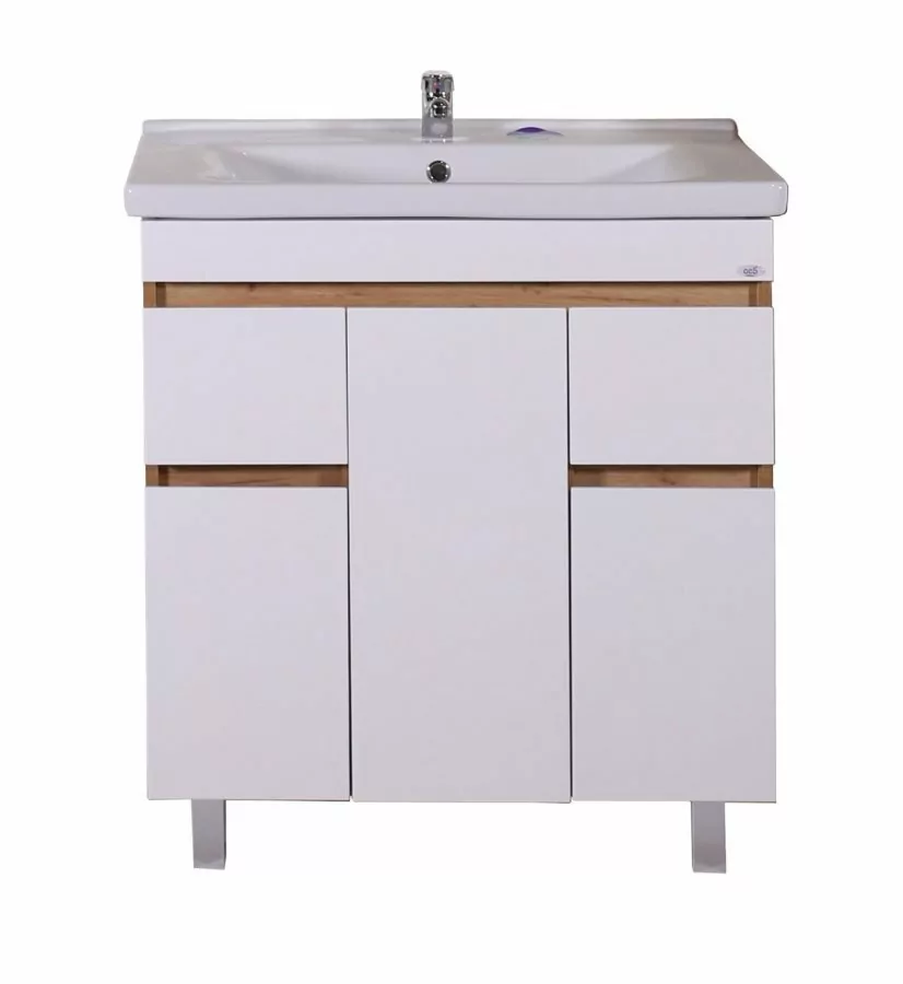 Мебель для ванной Асб-мебель Марко 80-3.2 комплект, напольный, белый, дуб золотой