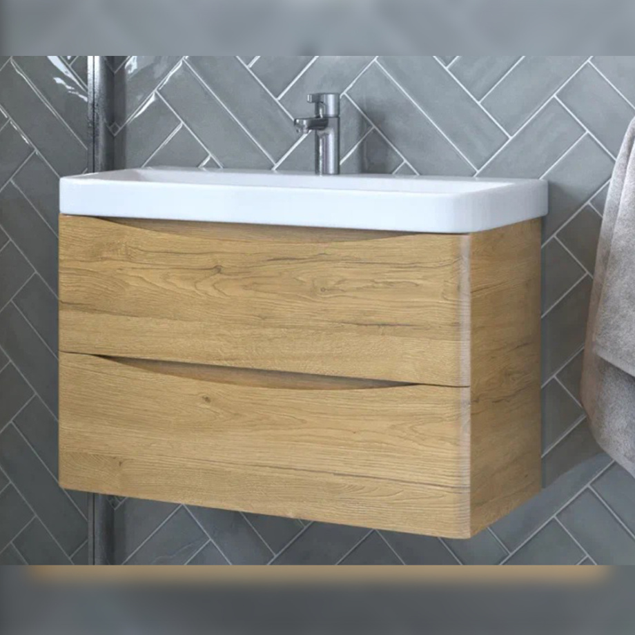 Тумба с раковиной подвесная Velvex Clay tp.CLA.9595.80.2Y дуб верона, 80 см