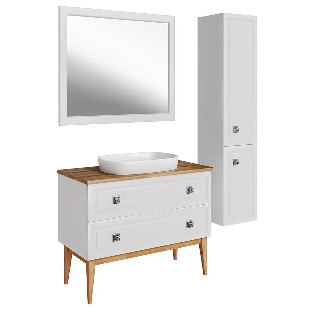 Тумба напольная Asb-Woodline Каталина 100 с раковиной Купер 56, белый