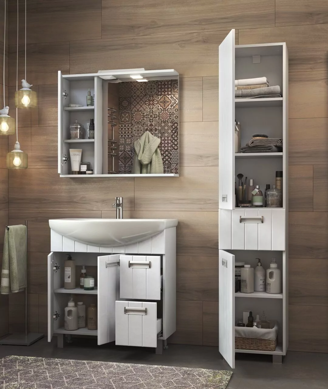 Зеркало с шкафчиком Vigo Diana 80 L свет, белый