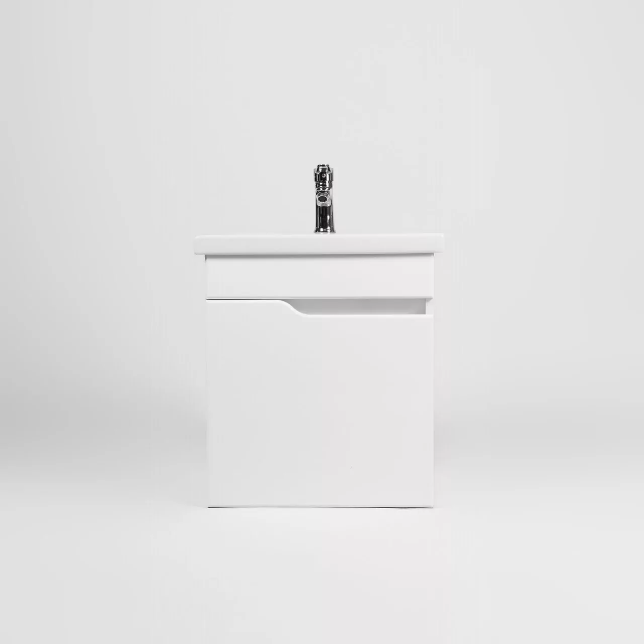 Тумба подвесная Viant Куба 50 с раковиной Como 50, белый