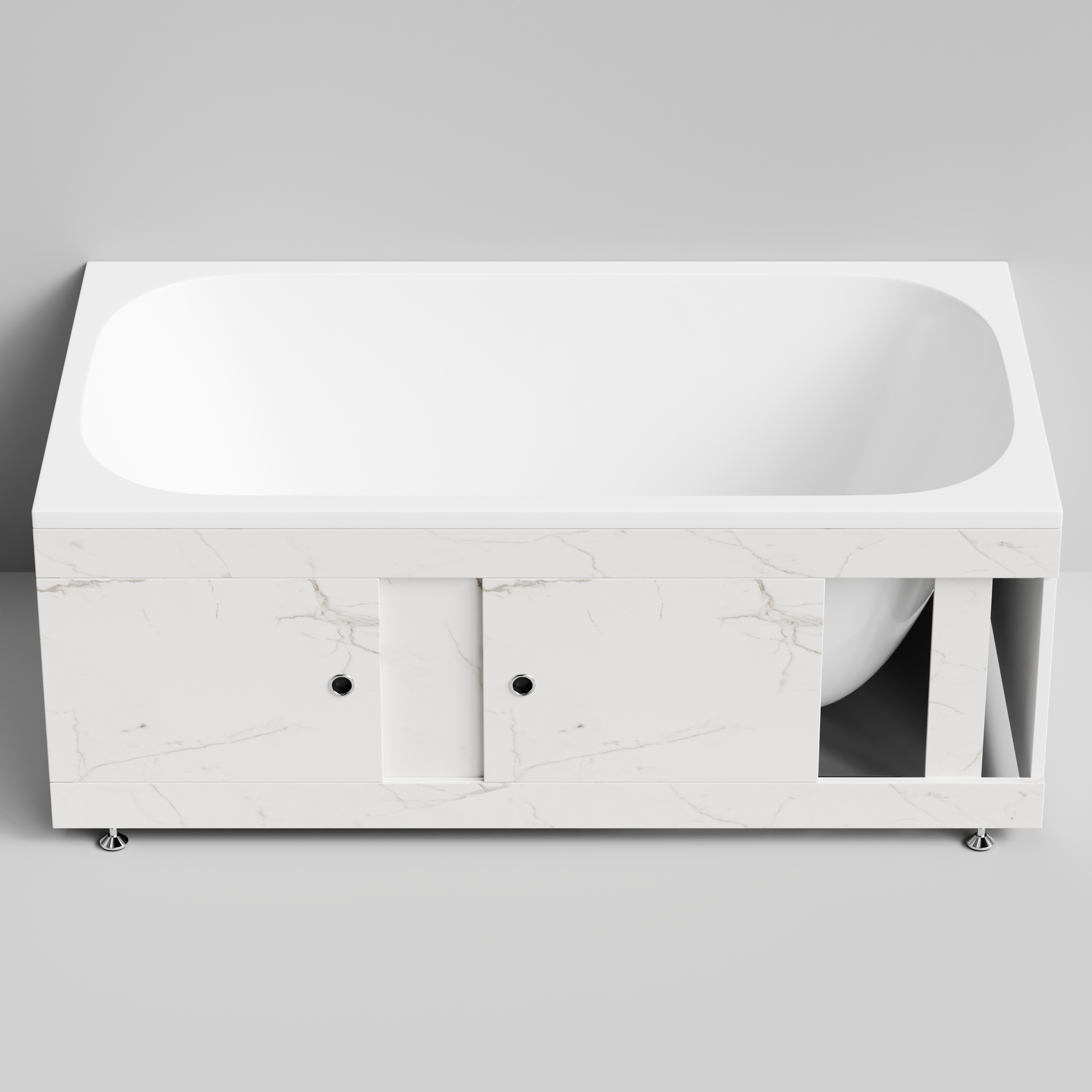 Экран под ванну Vod-ok Купе 150 раздвижной Мрамор Белый натур милк