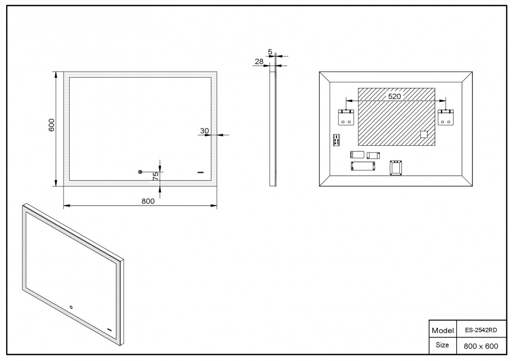 Зеркало Esbano ES-2542 RD 80х60х5