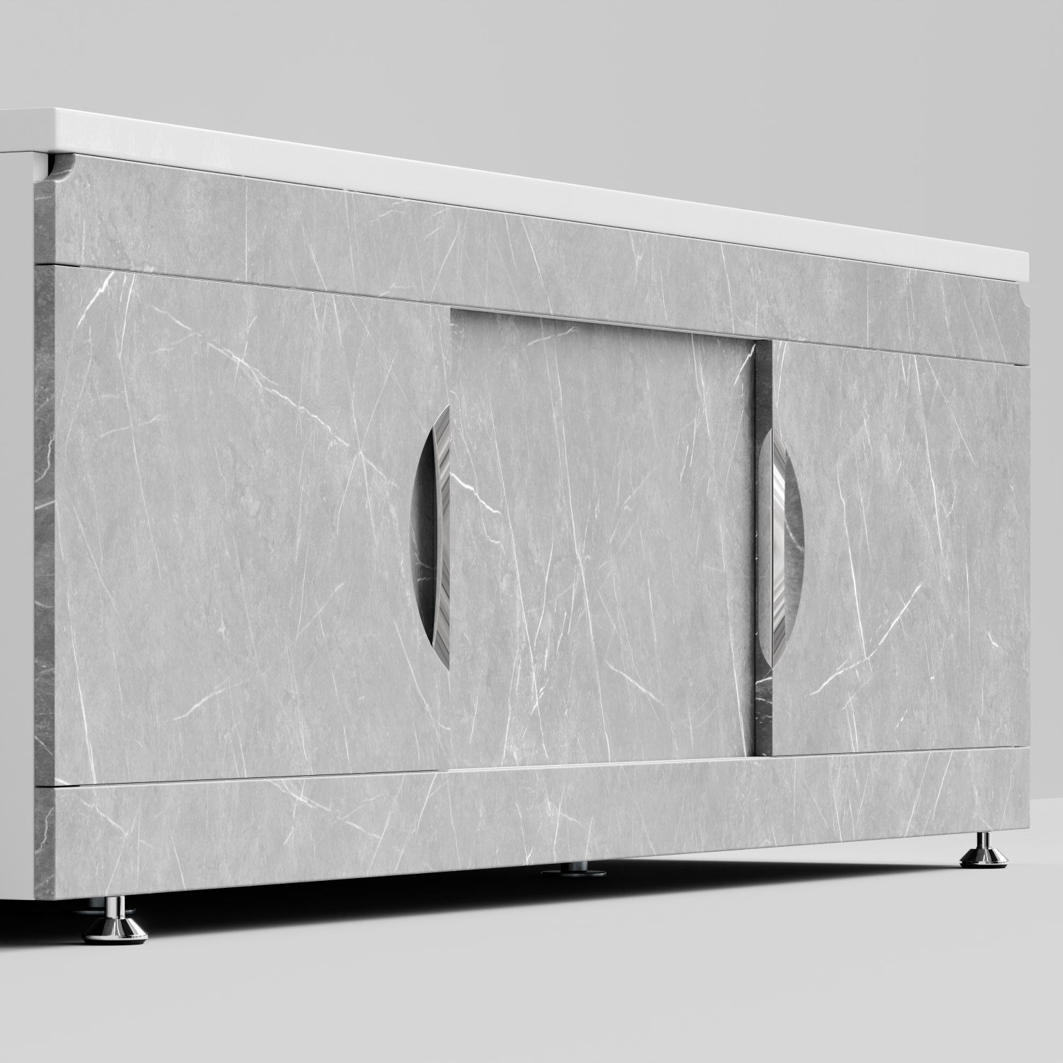 Экран под ванну Vod-ok Топ 170 раздвижной Мрамор Белый софт тач