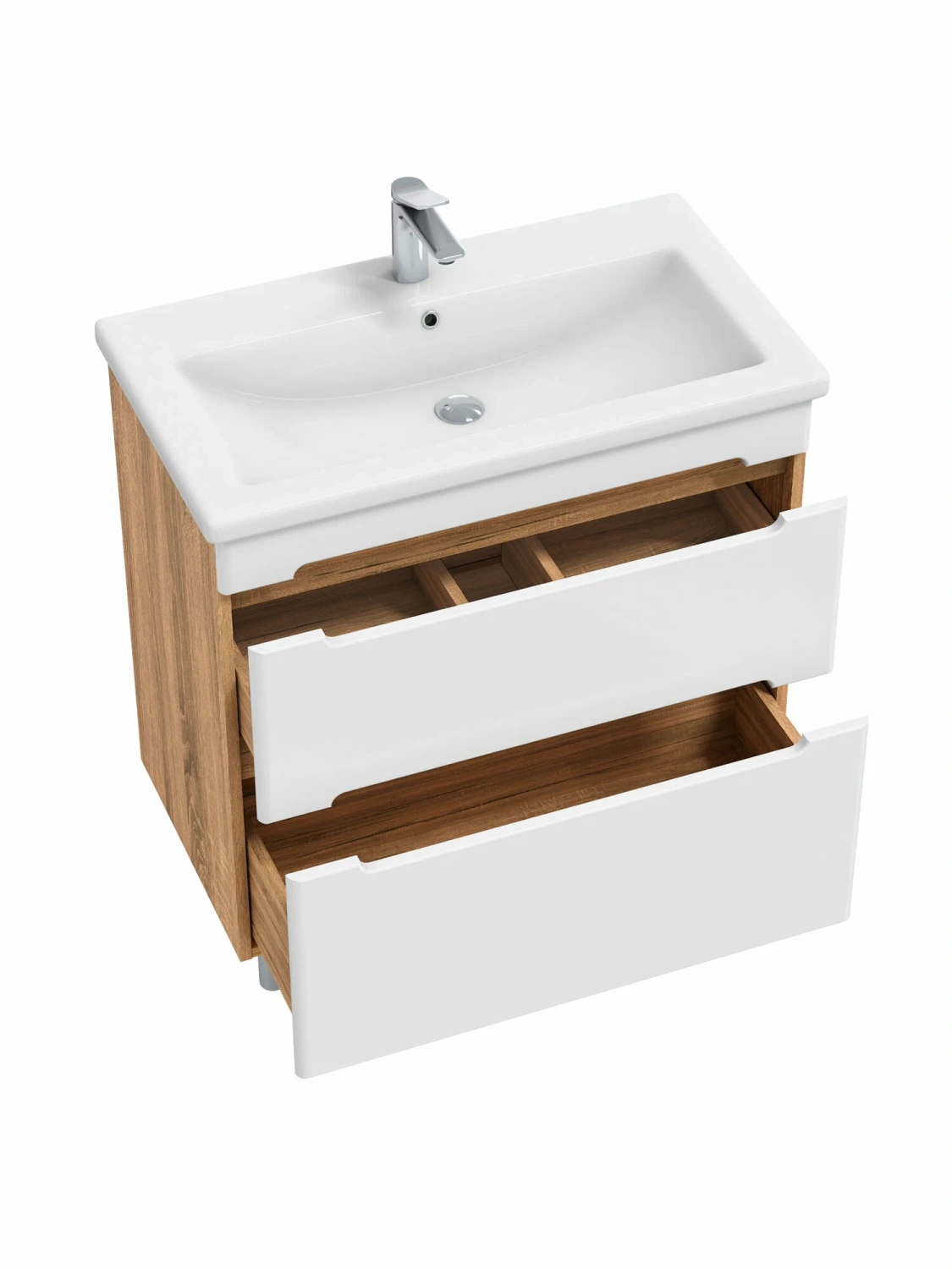 Тумба напольная SanStar Diva 80 с раковиной Фостер 80 белый, Дуб вотан